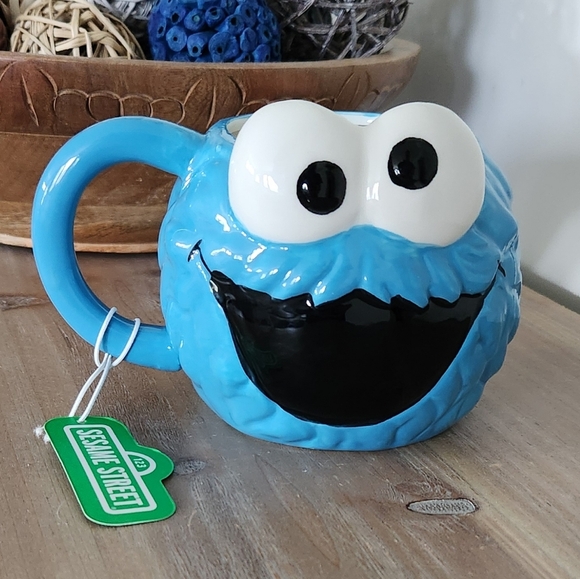 🍪 Sesame Street Cookie Monster Coffee Mug – Hand Painted, NWT, Large Muppets - Picture 9 of 16